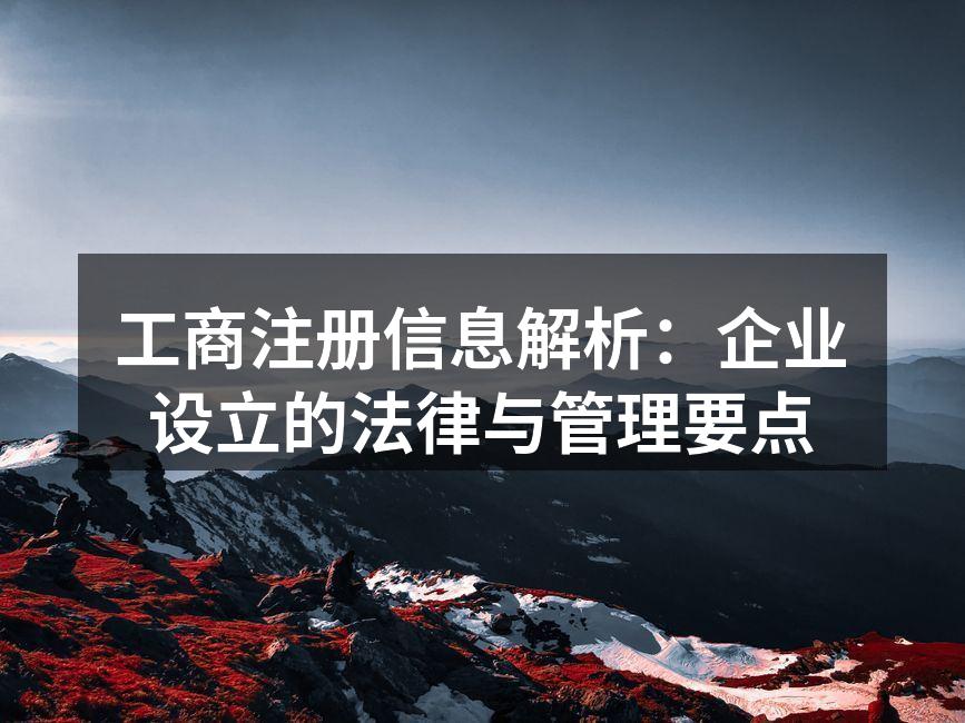 工商注册信息解析：企业设立的法律与管理要点
